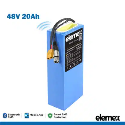 48V 20Ah - Rectangle eBike Battery - XT90 Connector - Elemex - Stand - BT