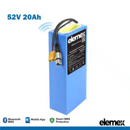 52V 20Ah - Rectangle eBike Battery - XT90 Connector - Elemex - Stand - BT