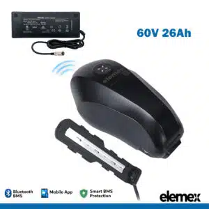 Fuel Tank eBike 60V Battery 26Ah Lithium Pack with 60A Bluetooth BMS + Charger - Elemex