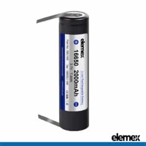 Solder Tabbed 16650 Battery 2000mAh Li-ion 3.7V Rechargeable U-Type - Elemex 