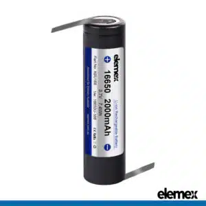 Solder Tabbed 16650 Battery 2000mAh Li-ion 3.7V Rechargeable Z-Type - Elemex