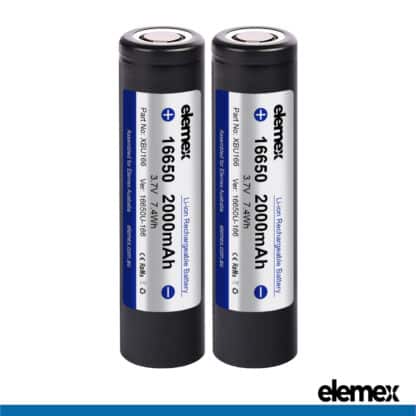 2x 16650 Battery (Flat Top) - Elemex