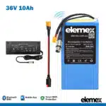 36V 10Ah Rectangle eBike Wheelchair Battery + Charger - Elemex