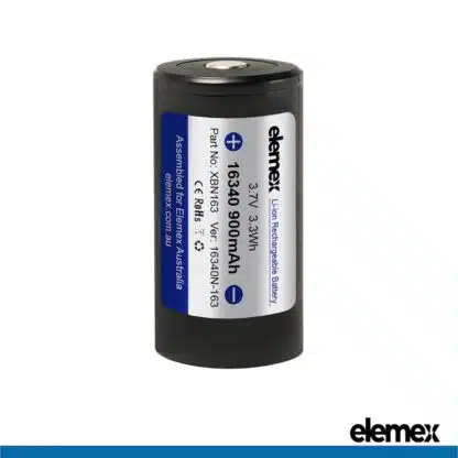 16340 CR123A Battery Li-ion 900mAh 3.7V Rechargeable - Elemex