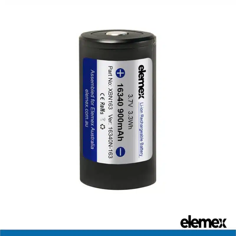 16340 CR123A Battery Li-ion 900mAh 3.7V Rechargeable - Elemex