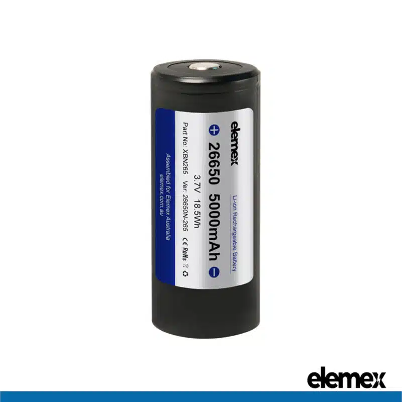 26650 5000mAh Rechargeable Battery 3.7V - Elemex