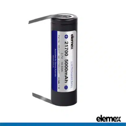Elemex 21700 5000mAh Battery Solder Tabbed (U-Type) - Elemex
