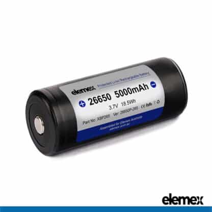 Elemex 26650 5000mAh Protected Battery Front - Elemex