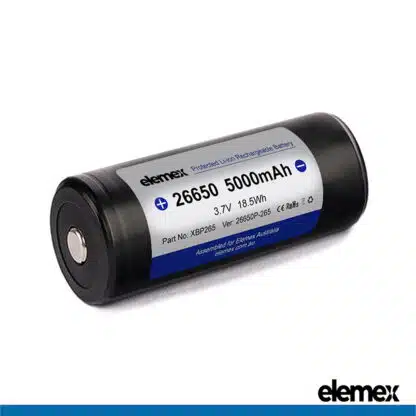 Elemex 26650 5000mAh Protected Battery Front - Elemex