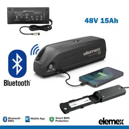 48V eBike Battery 15Ah Lithium Pack for up to 1500W Motor Downtube + Premium Charger - Elemex