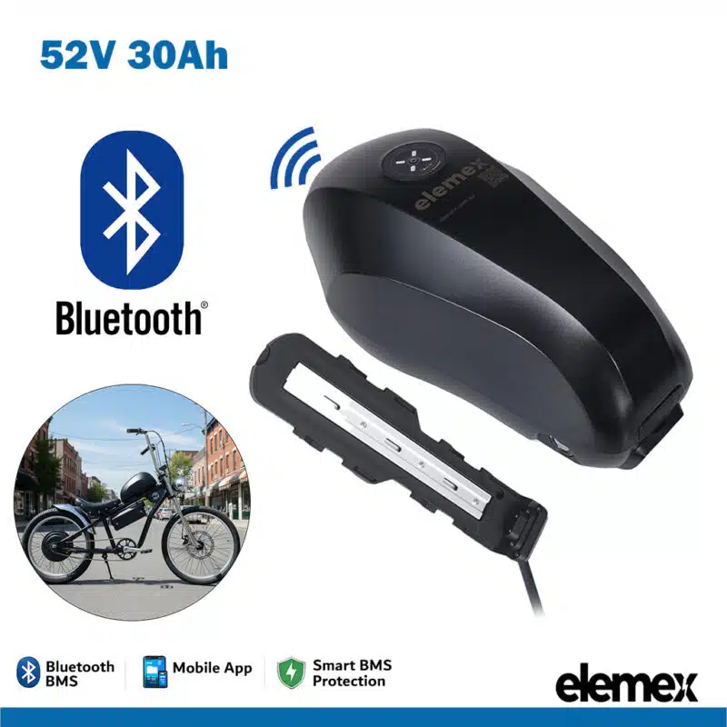 Fuel Tank eBike Lithium Battery 52V 30Ah Lithium Pack with 60A Bluetooth BMS - elemex Fuel Tank eBike Lithium Battery 52V 30Ah Lithium Pack with 60A Bluetooth BMS - elemex