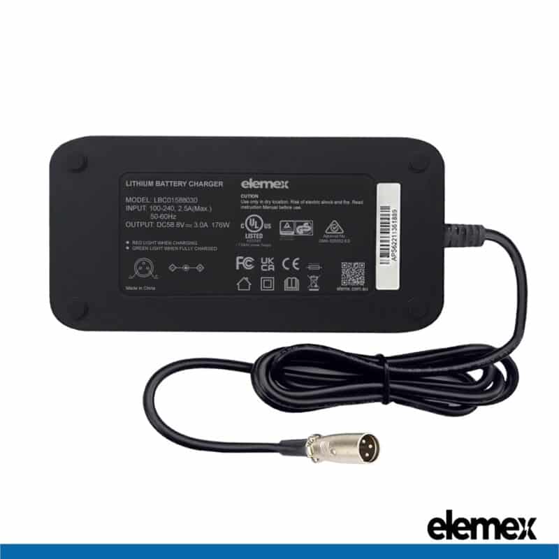 52V 3A charger XLR18mm - Elemex