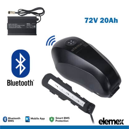 Fuel Tank eBike 72 Volt Battery 20Ah Lithium Pack with 60A Bluetooth BMS + Charger - elemex