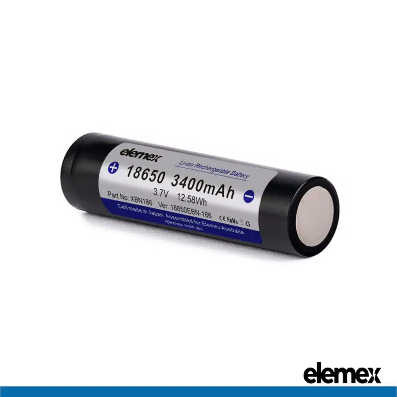 Battery Button Top 18650 3400mAh - Back - Elemex