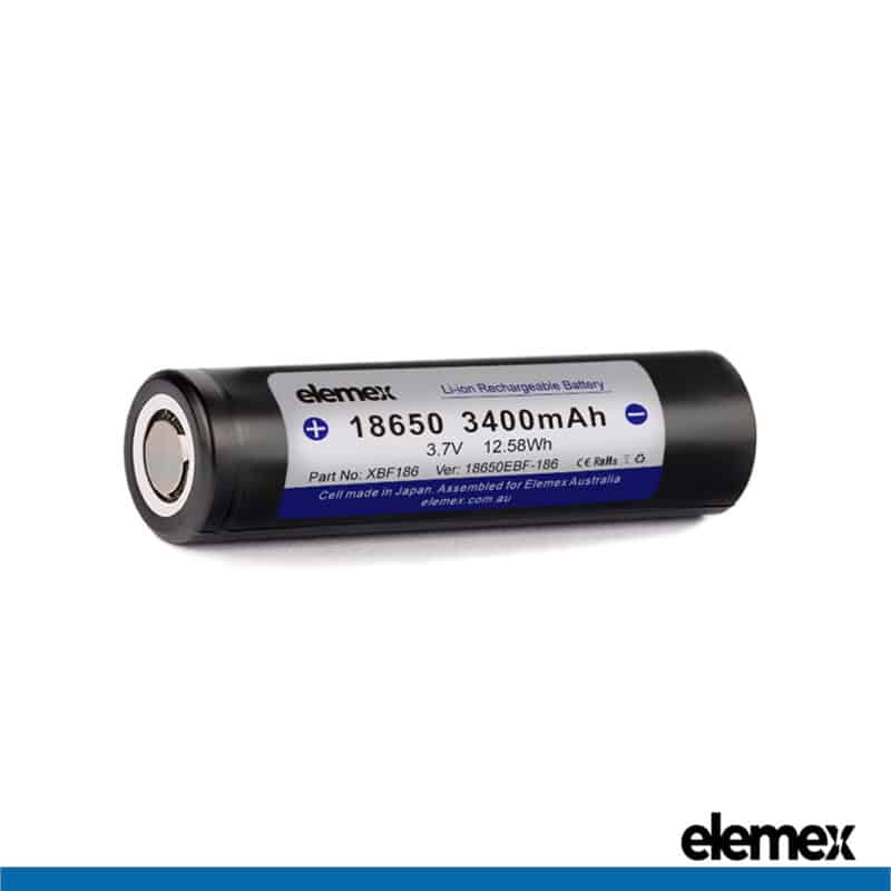 Battery Flat Top 18650 3400mAh - Front - Elemex