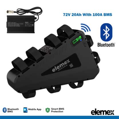 72V 20Ah eBike Triangle Battery + Charger 2A - 100A BMS - Elemex