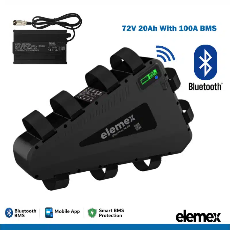 72V 20Ah eBike Triangle Battery + Charger 2A - 100A BMS - Elemex